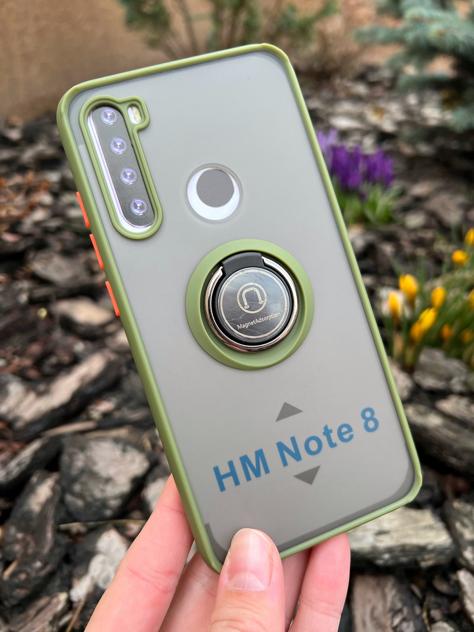 Протиударний чохол бампер GKK LikGus Magnetic Ring з підставкою для Xiaomi Redmi Note 8 Olive