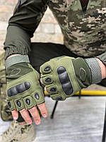 Зелёные Тактические перчатки Олива Беспалые Короткие - Для военных ВСУ