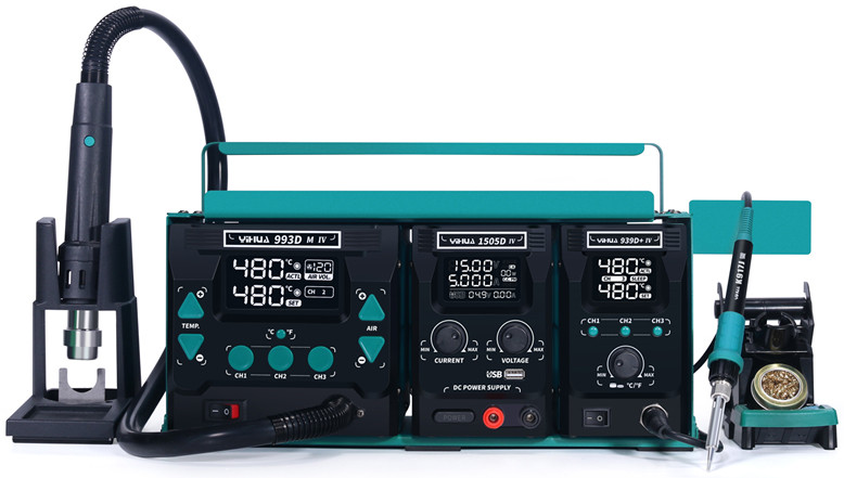 Ремонтний комплекс YIHUA 813 / 3 в 1 / паяльник 90W / фен 1000W / блок живлення 15V 5A / підставка під ноутбук