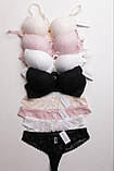 Жіночий кружевний комплект нижньої білизни бюстгальтер і трусики кольору шампань чашка А В, фото 2