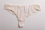 Жіночий кружевний комплект нижньої білизни бюстгальтер і трусики кольору шампань чашка А В, фото 3