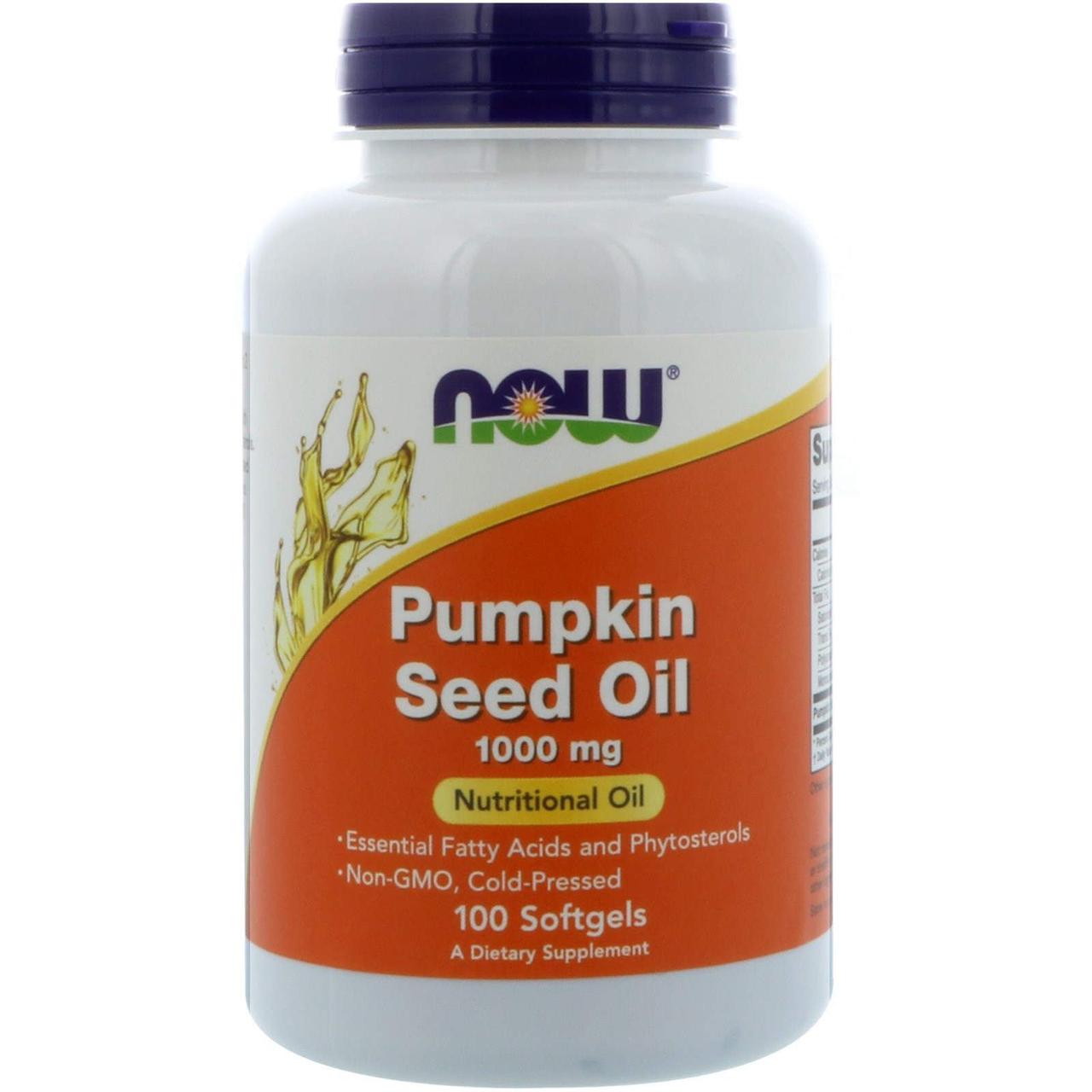 Тыквенное масло NOW Foods Pumpkin Seed Oil 1000 mg 100 Softgels - фото 1 - id-p1799466656