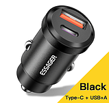 Автомобільний зарядний пристрій адаптер Essager USB TYPE-C 12V QC4.0 + PD3.0  30W 5A модель ES-CC07, фото 2