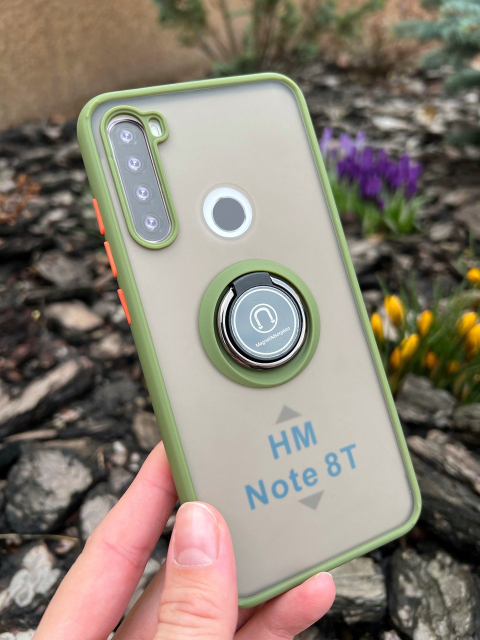 Протиударний чохол бампер GKK LikGus Magnetic Ring з підставкою для Xiaomi Redmi Note 8T Olive