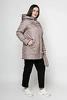 Демисезонная женская куртка под пояс с капюшоном размеры 46-58