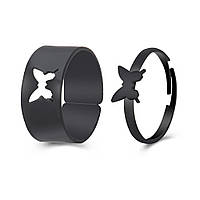 Парные кольца с бабочкой, бижутерия, украшения для влюбленных, подарок на 14 февраля, черные