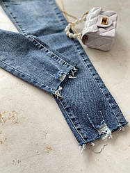 Модні джинси для дівчаток із завищеною талією Сині 6312 62, Синий, Девочка, Весна Осень, 15 , 10 лет