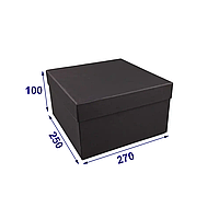 Коробка с крышкой для упаковки подарка картонная, черная, 270х250х100 мм