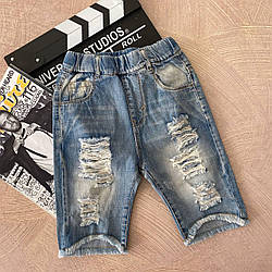 Джинсові шорти для хлопчика рвані Блакитні 9011, В, Блакитний, Для хлопчиків, Літо, 98