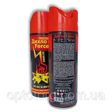 Дихлофос Force від мух, ос та інших літаючих і повзаючих комах, без запаху Туреччина 400мл, фото 2
