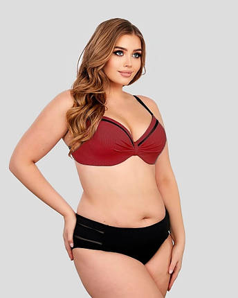 Купальник із м'якою чашкою тканина в рубчик Z.Five 5716-20 бордовий на 48 50 52 54 56 укр розмір, фото 1