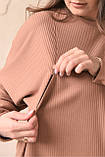 Літній костюм лосини + туніка в рубчик для вагітних та годування, карамель, фото 5