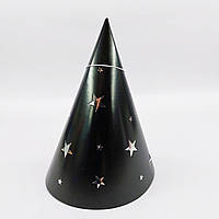 Колпак праздничный Звезды серебряные на чёрном, 15 см