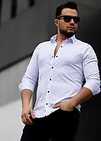 Приталенная рубашка на контрастных кнопках под костюм XXL размер 01-04-4012 MI-33