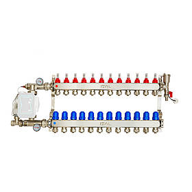 Комплект колектора з витратомірами ITAL UHW-A012, нержавіюча сталь, підкл. пряме