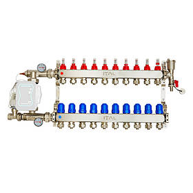 Комплект колектора з витратомірами ITAL UHW-A010, нержавіюча сталь, підкл. пряме