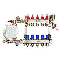 Комплект колектора з витратомірами ITAL UHW-A05, нержавіюча сталь, підкл. пряме