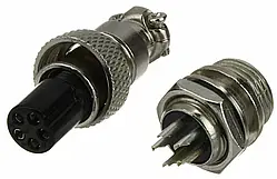 Штекер + роз'єм живлення пари GX12-5P 12 mm, 5 контактів, монтажний