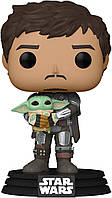 Фанко поп! Star Wars: The Mandalorian (Din Djarrin) Holding The Child (Grogu) Vinyl Bobblehead