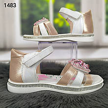 Босоніжки дитячі для дівчинки золотисті з білим закрита п'ятка 1483 31