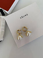 Брендові сережки Селін/Celine, позолота