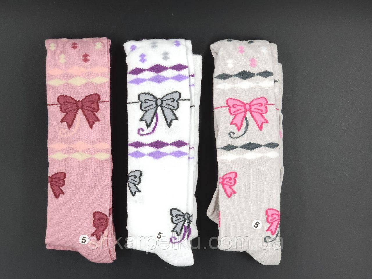 Дитячі демісезонні колготки KBS бантики та ромби, бавовна  для дівчаток  3 пар/уп  мікс кольорів, фото 1