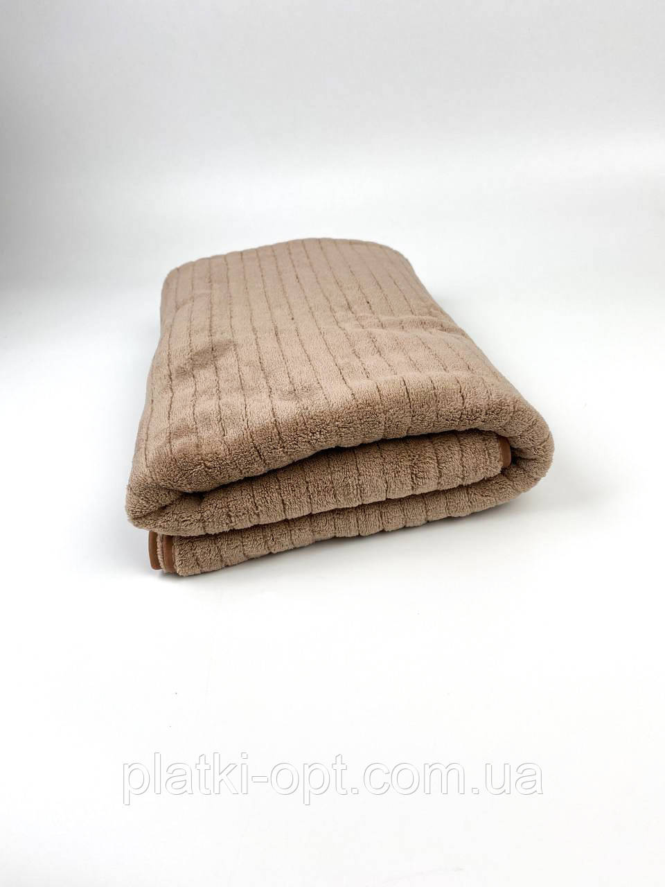 Рушник банний мікрофібра Полоска однотонна (бежевий) 140х70 см.