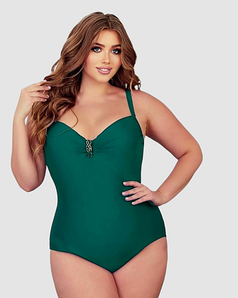 ОПТ Суцільний купальник для повних Z.Five 55376 зелений на 50 52 54 56 58 розмір, фото 1