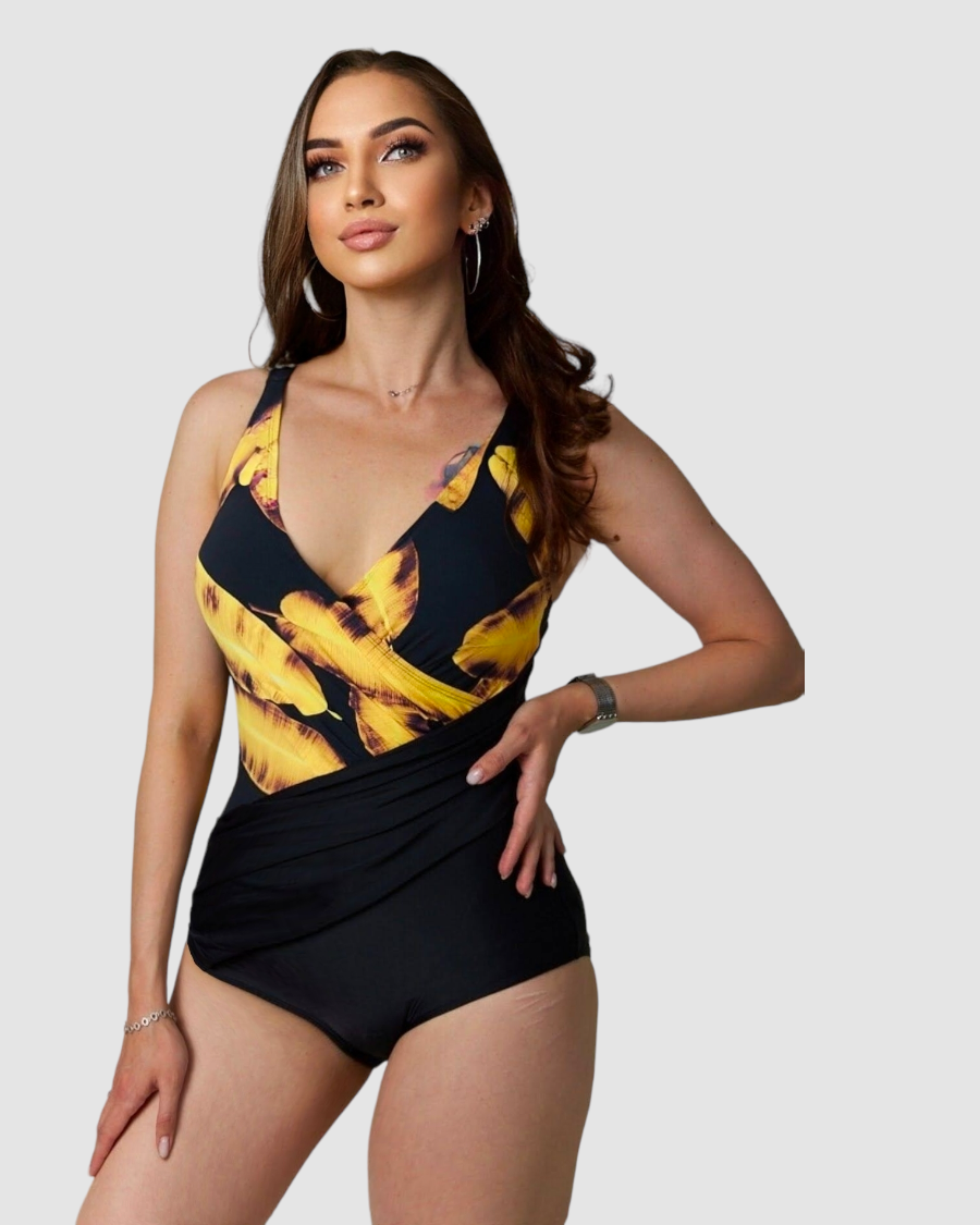 ОПТ Цільний жіночий купальник на великі груди Z.Five 85389 чорний/жовтий 42-50 на 46 48 50 розмір