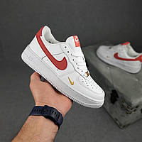 Жіночі шкіряні кросівки Nike Air Force 1 LV 8 AF1 ' 82 білі з червоним літні кросівки найк аір форс