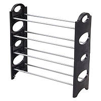 Полка для обуви Shoe Rack 4 полки 12 пар (Black) | Обувная полка пластиковая