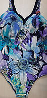 Купальник слитный цветочных мотивов чашка на подкладке без кости LISKA Словения 43339 голубой