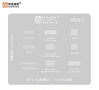 Трафарет BGA IPDY:1 для микросхем сенсора iPhone 11 / 12 / 13 / Mini / Pro / Pro Max touch IC (0.12 mm) Amaoe