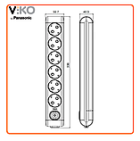 Колодка для подовжувача VIKO by Panasonic Multi-Let 6 гнізд із заземленням і кнопкою, фото 3