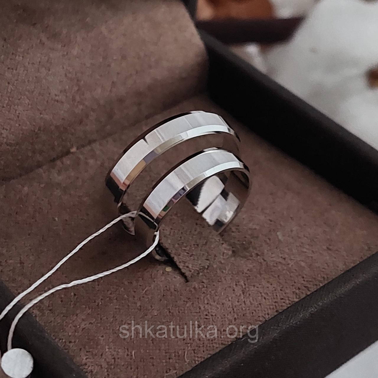 Обручки з білого золота пара гладенькі американки