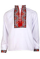 Сорочка-вишиванка підліткова для хлопчика, розмір 13-16 років, колір білий із червоним