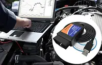 Диагностический шнур-сканер, OBD ELM327 елм 327 USB 1.5v OBDII обд 2 сканер адаптер юсб для ноутбука