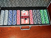 Набор для игры в покер на 500 фишек с номиналом в кейсе | новый покерный набор