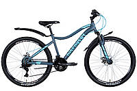 Горный женский велосипед 26" Discovery на стальной раме, 21 скорость KELLY AM DD 2022, темно-серый с голубым