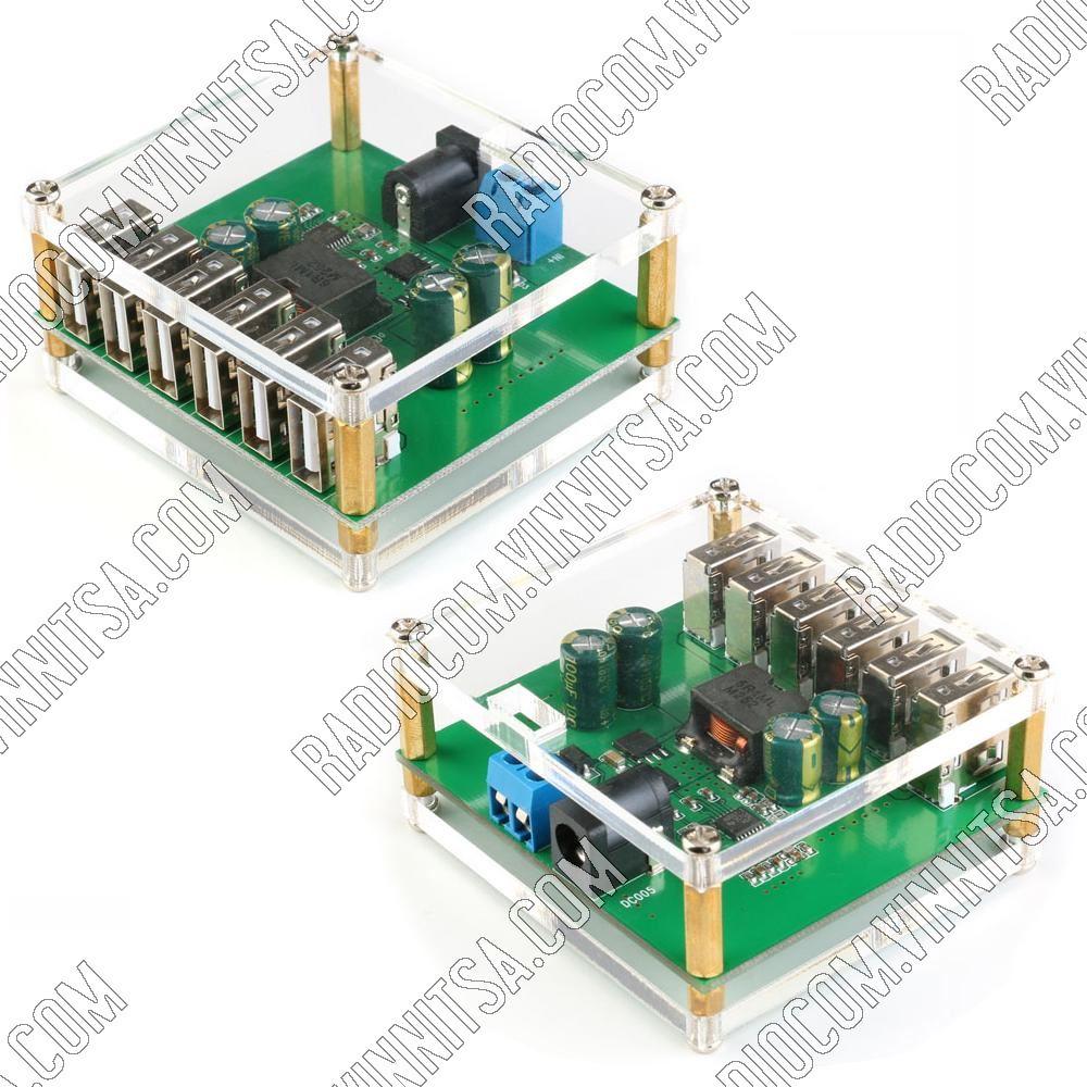 Знижувальний DC-DC перетворювач (6 портів USB) 8…40VDC / 6х5,0VDC (2А кожен) НАБОРИ ЕЛЕКТРОННІ
