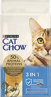Сухой корм для взрослых кошек Purina Cat Chow Feline 3-in-1 с формулой тройного действия, с индейкой на развес