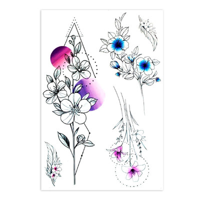 Набір тимчасових татуювань бодіарт TH-722 Квіти (KG-7195)