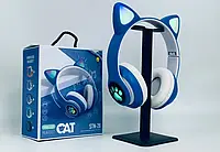 Беспроводные наушники cat stn-28 Ушки с подсветкой bluetooth наушники Светящиеся Кошачьи ушки STN28 Синий