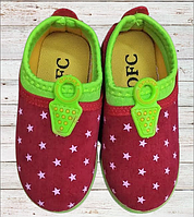 Мокасини дитячі яскраві червоні з салатовим