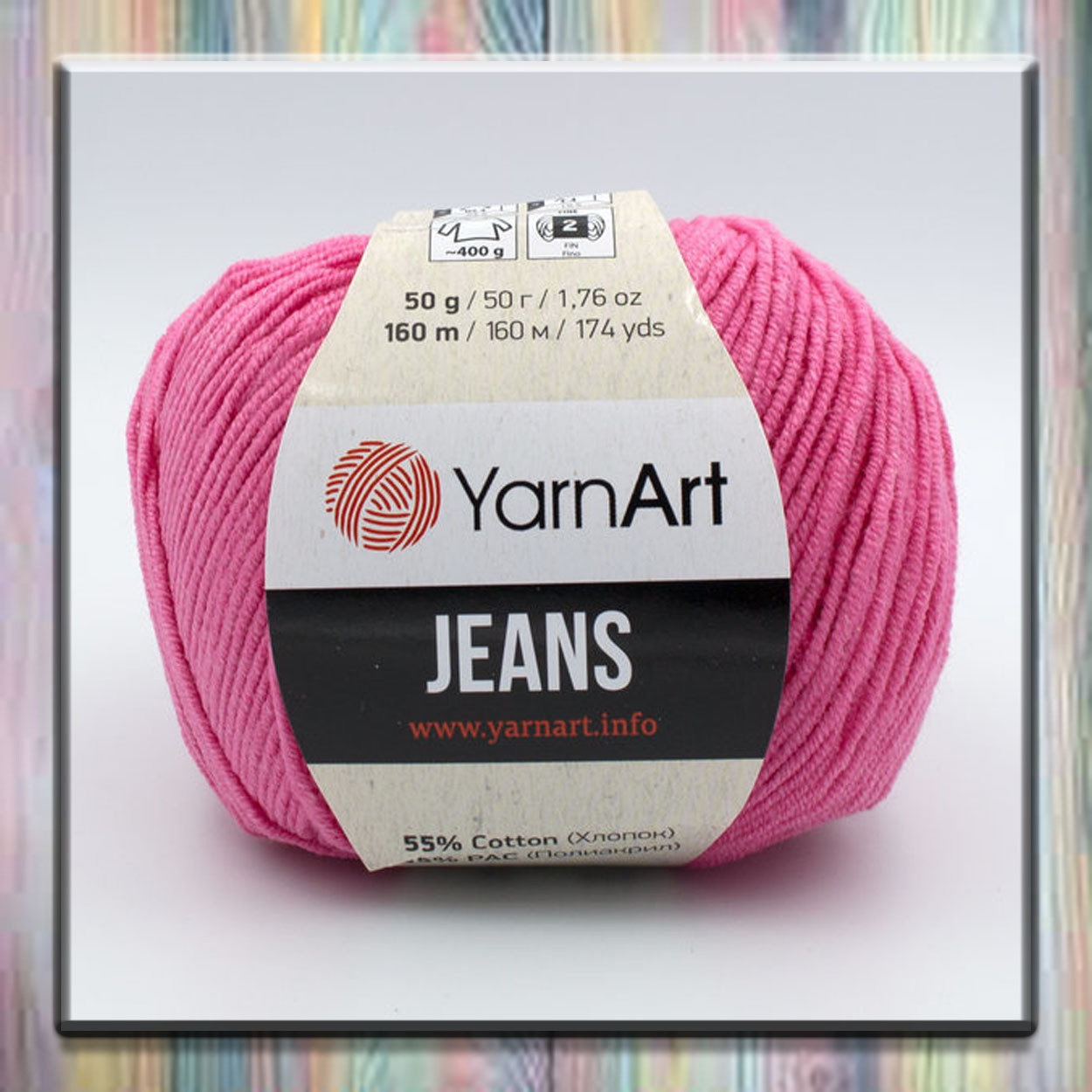 Пряжа (нитка) бавовняна Джинс (Jeans) 42 рожевий YarnArt (ЯрнАрт) 1803D, фото 1