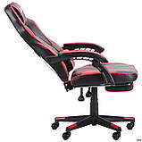 Комп'ютерне крісло VR-Racer-Dexter-Webster чорний-червоний колір сидіння з підніжкою висувною, фото 7