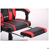 Комп'ютерне крісло VR-Racer-Dexter-Webster чорний-червоний колір сидіння з підніжкою висувною, фото 9