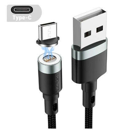 Магнітний дата кабель USB - Type-C кабель для швидкого заряджання USLION 3A 2м