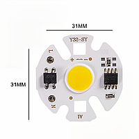 Светодиод LED COB 3W 220V Теплый белый ЛЕД СОВ 3Вт 220В + Термопаста