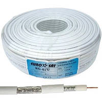 Коаксиальный кабель RG-6U 48W одножильный, CCS, 48%, белый, 100м
